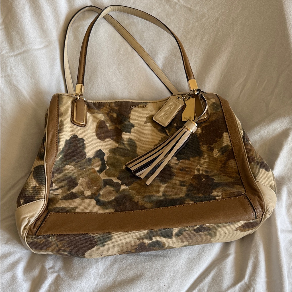 Coach Camouflage Shoulder Bag With Tassel
